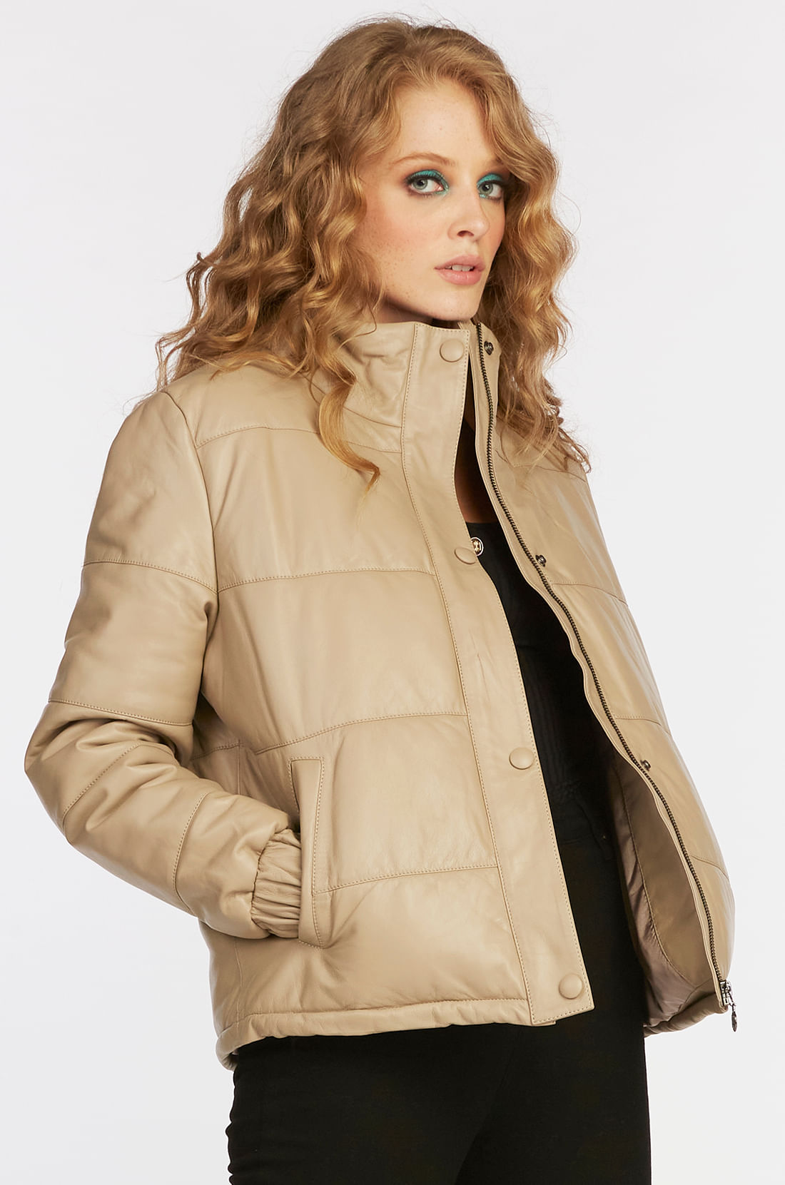 JAQUETA PUFFER EM COURO LAIS