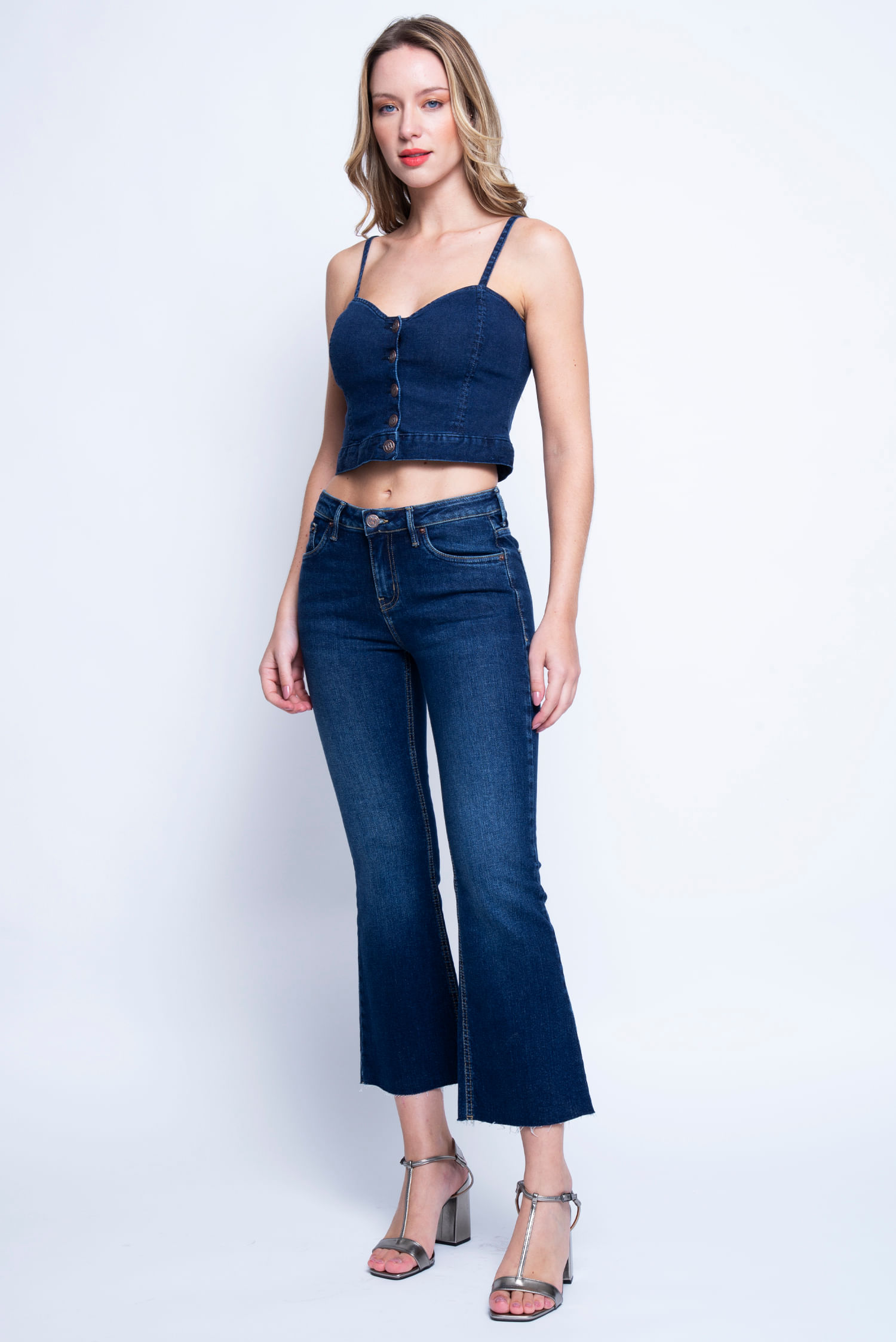 CALÇA FLARE CROPPED