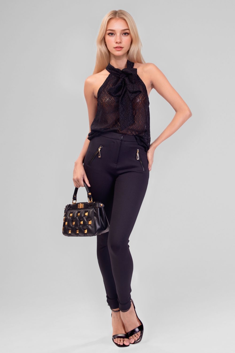 Calça Skinny Com Couro carmim