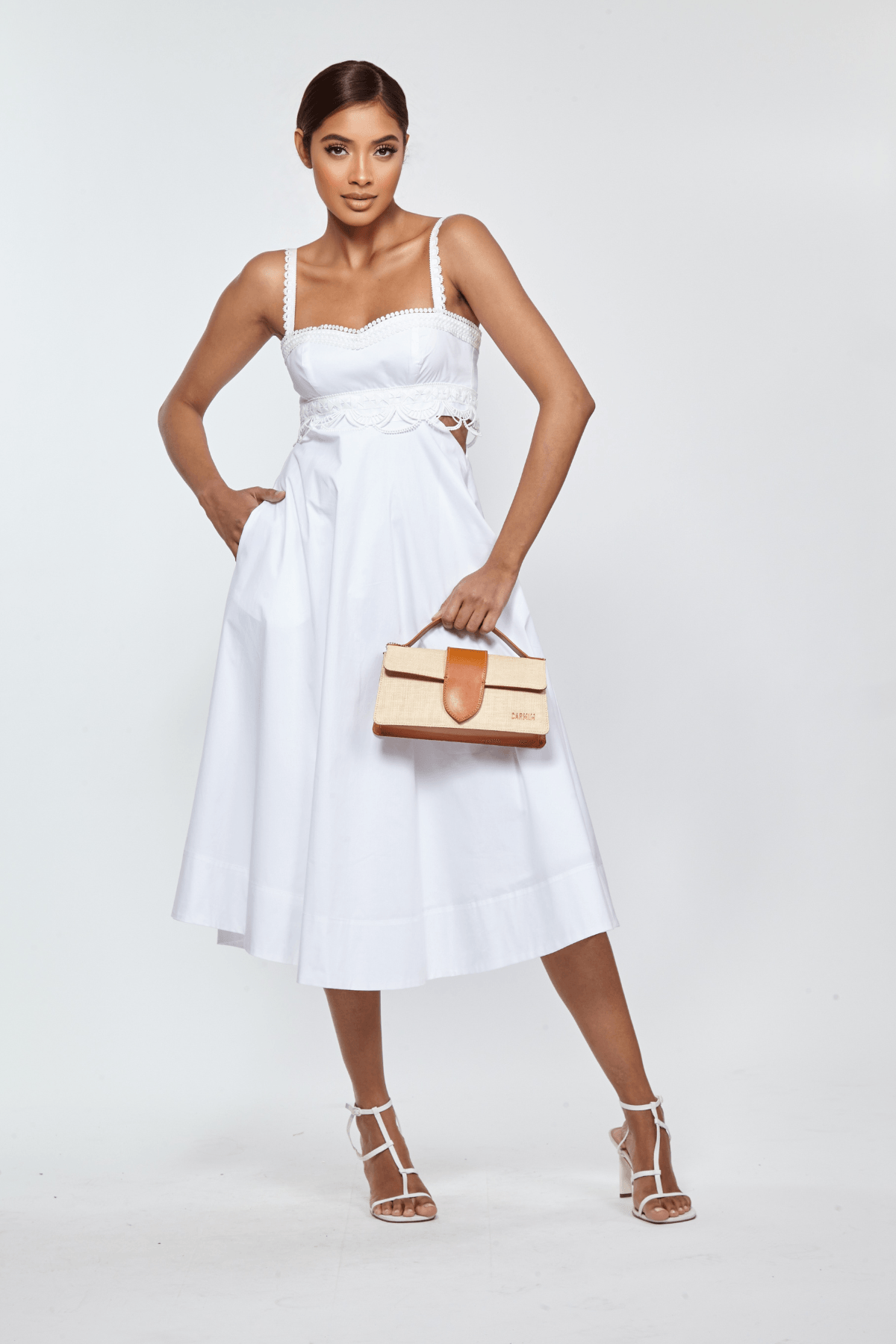 VESTIDO TRICOLINE MIDI  LASTEX