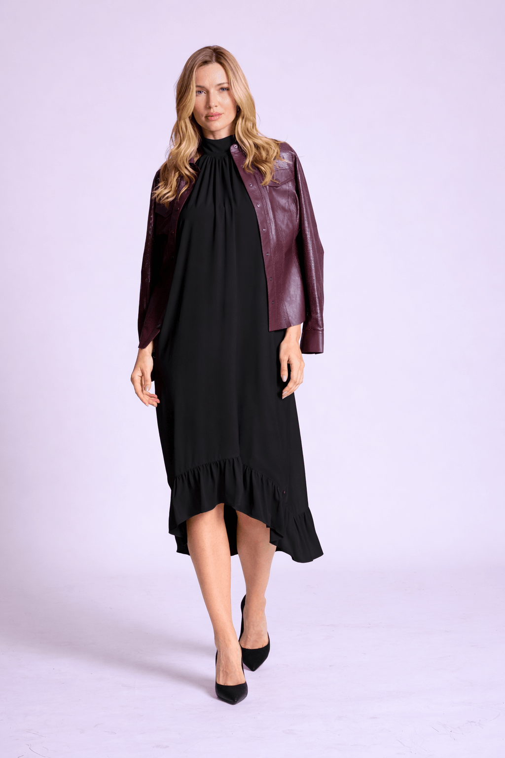 VESTIDO MIDI CAVADO PRETO