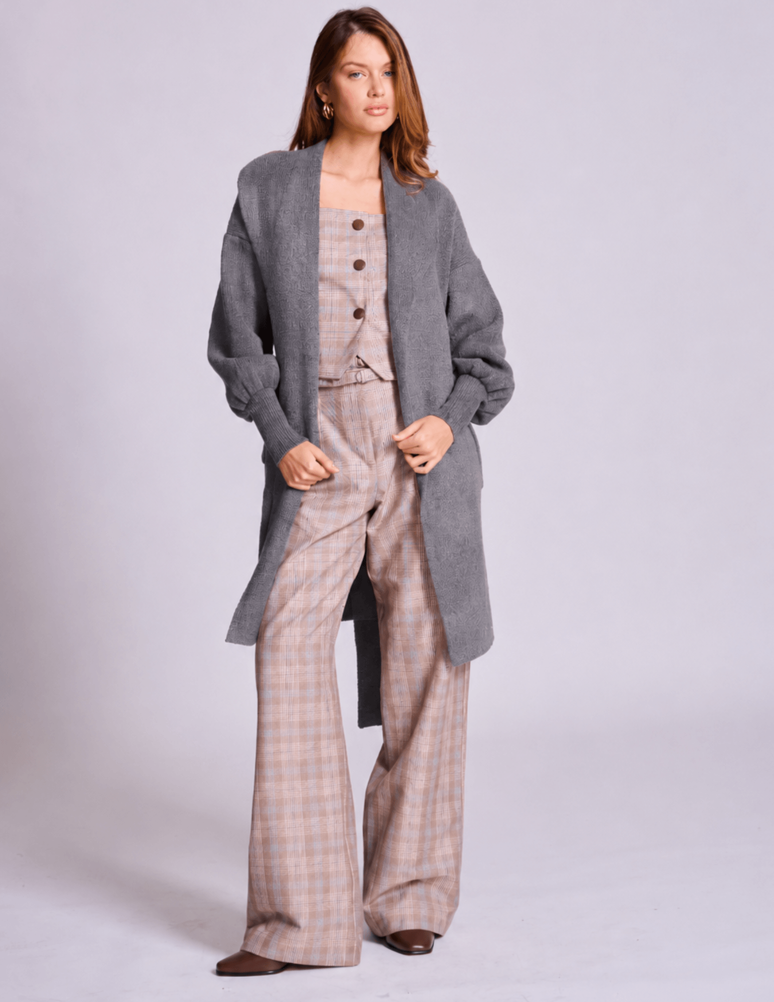 CASACO TRICOT ALONGADO COM FAIXA